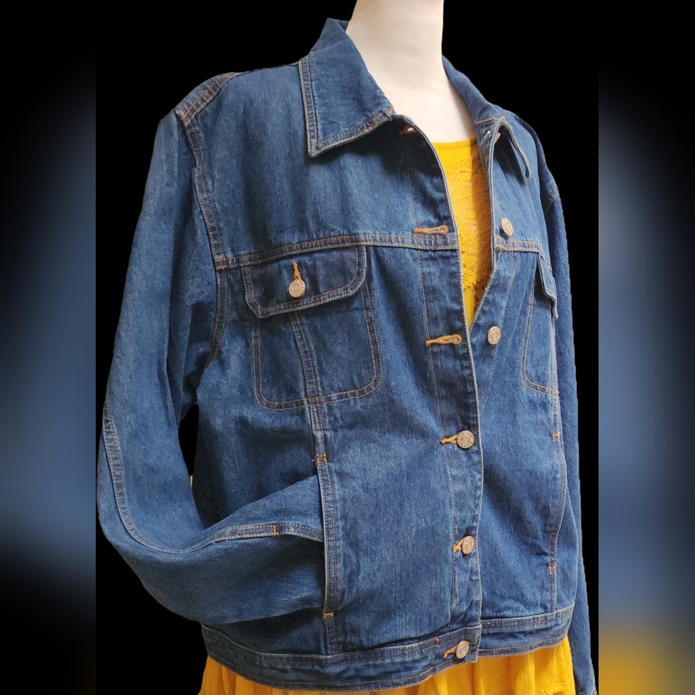 Bill Blass Classic Blue Denim Jean Jacket Women's Size XL